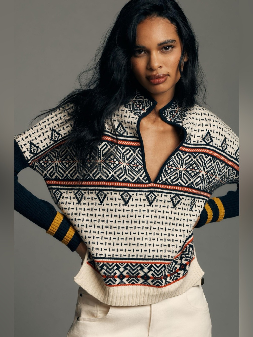 Anthropologie Maeve Mock Neck Fair Isle Sweater (Size S)